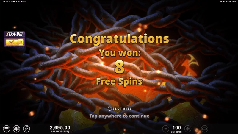 Dark Forge - Free Spins zikizinduliwa na alama tatu za Scatter